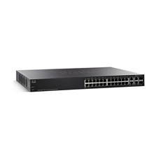 CISCO Switch 24x100Mbps + 2xGigabit kombó SFP + 2xSFP, Fémházas Rackes, Menedzselhető, SF350-24-K9-EU