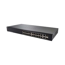 CISCO Switch 24x100Mbps (POE+) + 2x1000Mbps SFP Kombó, Fémházas, Rackes, Menedzselhető - SF220-24P-K9-EU