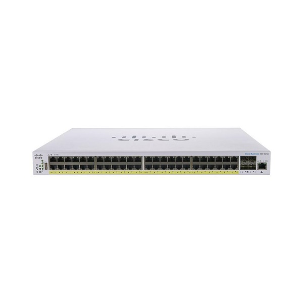 CISCO Switch 40x1000Mbps (POE+) + 8x5000Mbps (POE+) + 4x10Gbps SFP+, Rackes, Menedzselhető - CBS350-48NGP-4X-EU
