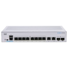 CISCO Switch 8x1000Mbps + 2x1000Mbps SFP, Fémházas, Rackes, Menedzselhető - CBS350-8T-E-2G-EU