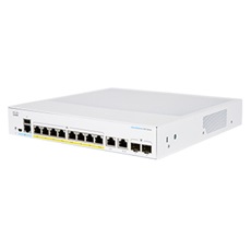 CISCO Switch 8x1000Mbps (POE+) + 2x1000Mbps SFP, Fémházas, Rackes, Menedzselhető - CBS350-8FP-2G-EU