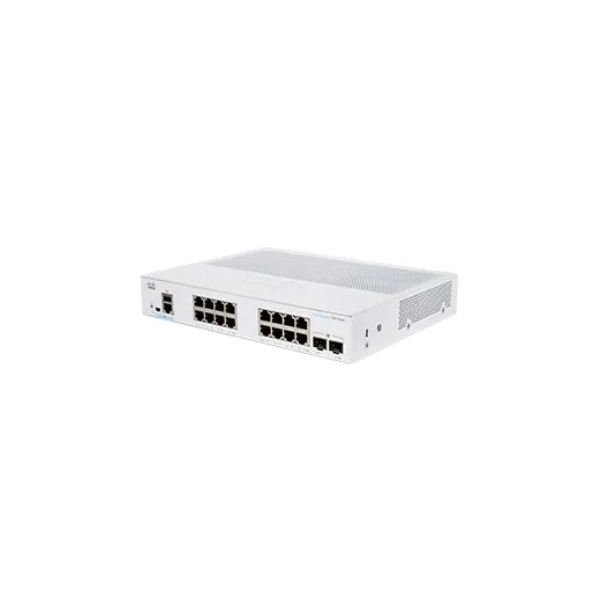 CISCO Switch 16x1000Mbps + 2x1000Mbps SFP, Menedzselhető, Fémházas, Rackes - CBS250-16T-2G-EU