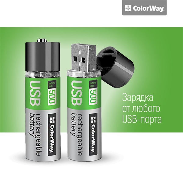 COLORWAY AA elem, CW-UB18650-03 Rechargeable Battery 18650 USB 1200 mAh 3.7V (2pcs.)