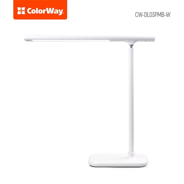 COLORWAY Asztali LED lámpa beépített akkumulátor, forgatható, 252 lm, fehér (CW-DL03PMB-W)