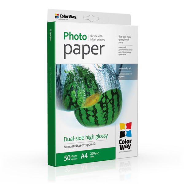 COLORWAY Fotópapír, kétoldalas magasfényű (dual-side high glossy), 220 g/m2, A4, 50 lap