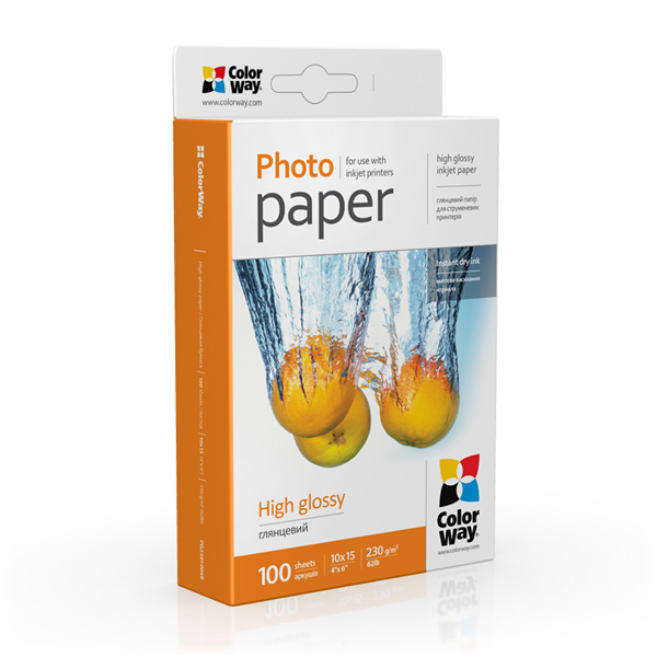 COLORWAY Fotópapír, magasfényű (high glossy), 230 g/m2, 10x15, 100 lap