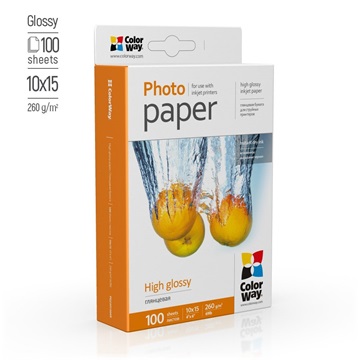 COLORWAY Fotópapír, magasfényű (high glossy), 260 g/m2, 10x15, 100 lap (PG2601004R)