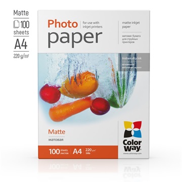 COLORWAY Fotópapír, matt (matte), 220 g/m2, A4, 100 lap (PM220100A4)