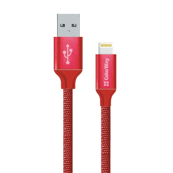 COLORWAY Kábel USB - Lightning, 1 m, piros (CW-CBUL004-RD)