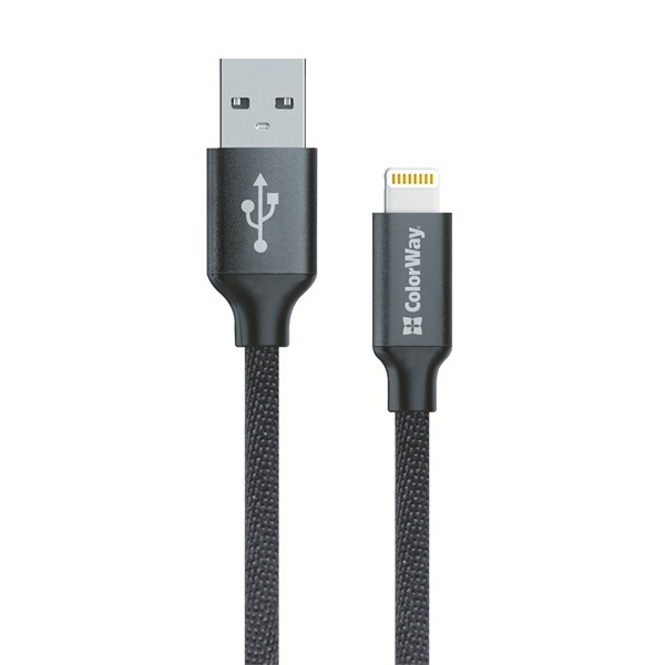 COLORWAY Kábel, Cable USB Apple Lightning 1m 2.1A black (CW-CBUL004-BK)