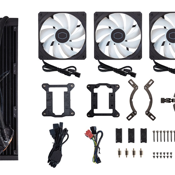 COOLER MASTER CPU hűtő MASTERLIQUID 360L CORE ARGB (vízhűtés), 3 Ventilátoros, LGA1700 támogatással, fekete