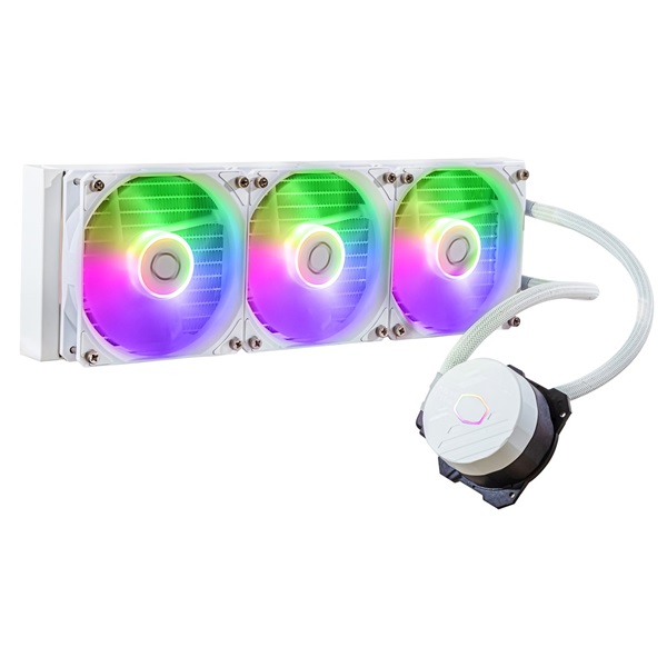 COOLER MASTER CPU hűtő MASTERLIQUID 360L CORE WHITE (vízhűtés). 3 Ventilátoros, LGA1700 támogatással, fehér