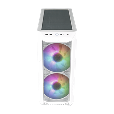 COOLER MASTER Ház Midi ATX HAF 500 ARGB + 4db Ventilátor, Tápegység nélkül, Üvegfalú, fehér