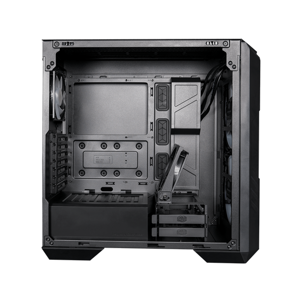 COOLER MASTER Ház Midi ATX HAF 500 ARGB + 4db Ventilátor, Tápegység nélkül, Üvegfalú, fekete