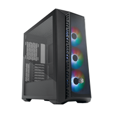 COOLER MASTER Ház Midi ATX MASTERBOX 520 MESH + 3xARGB Ventilátor + ARGB Fan HUB, Tápegység nélkül, Edzett Üveg, fekete