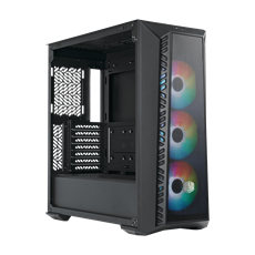 COOLER MASTER Ház Midi ATX MASTERBOX 520 MESH + 3xARGB Ventilátor + ARGB Fan HUB, Tápegység nélkül, Edzett Üveg, fekete