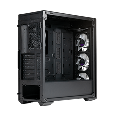 COOLER MASTER Ház Midi ATX MASTERBOX 520 MESH + 3xARGB Ventilátor + ARGB Fan HUB, Tápegység nélkül, Edzett Üveg, fekete