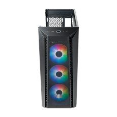 COOLER MASTER Ház Midi ATX MASTERBOX 520 MESH + 3xARGB Ventilátor + ARGB Fan HUB, Tápegység nélkül, Edzett Üveg, fekete