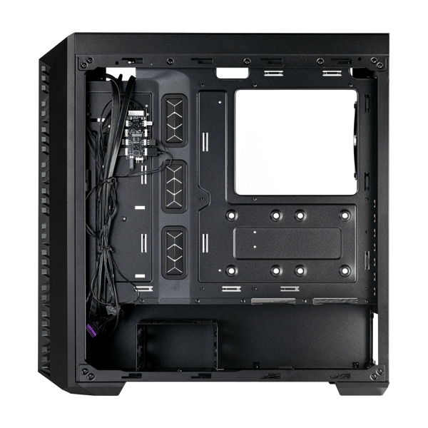 COOLER MASTER Ház Midi ATX MASTERBOX 520 MESH + 3xARGB Ventilátor + ARGB Fan HUB, Tápegység nélkül, Edzett Üveg, fekete
