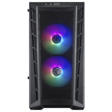 COOLER MASTER Ház Mini Tower ATX MASTERBOX MB311L ARGB + Kontroller + 2db Ventilátor, Tápegység nélkül, Üvegfalú, fekete