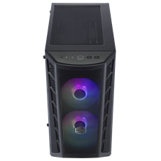 COOLER MASTER Ház Mini Tower ATX MASTERBOX MB311L ARGB + Kontroller + 2db Ventilátor, Tápegység nélkül, Üvegfalú, fekete