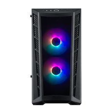 COOLER MASTER Ház Mini Tower ATX MASTERBOX MB320L ARGB + Kontroller,2db Ventilátorral,Tápegység nélkül, Üvegfalú, fekete