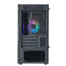 COOLER MASTER Ház Mini Tower ATX MASTERBOX MB320L ARGB + Kontroller,2db Ventilátorral,Tápegység nélkül, Üvegfalú, fekete