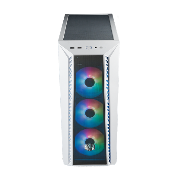 COOLER MASTER Ház Midi ATX MasterBox 520 + 3db Ventilátor + HUB,Tápegység nélkül, Üvegfalú, fehér