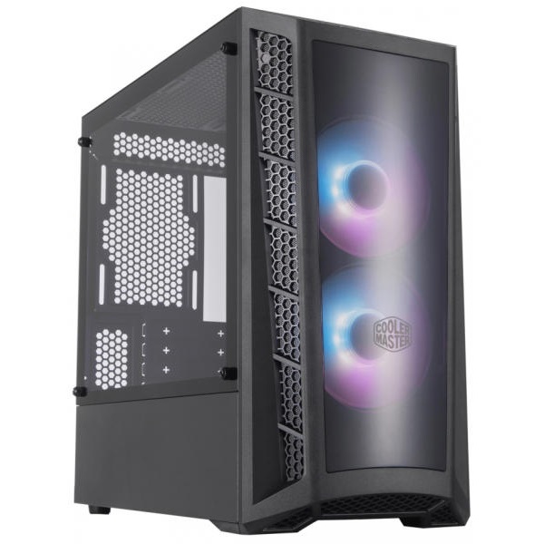 COOLER MASTER Ház Midi ATX MASTERBOX MB320L ARGB Tápegység nélkül, Üvegfalú, fekete