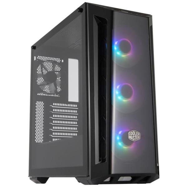 COOLER MASTER Ház Midi ATX MasterBox MB520 ARGB Tápegység nélkül, Üvegfalú, Fekete