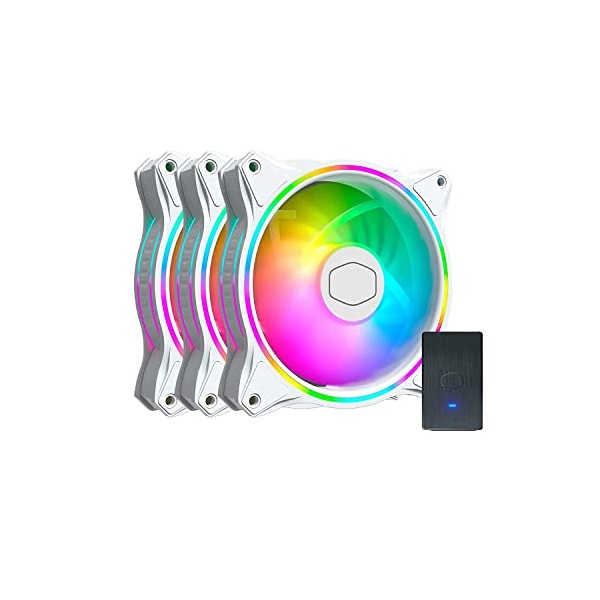 COOLER MASTER Rendszerhűtő Ventilátor MASTERFAN MF120 HALO 3IN1 WHITE EDITION, Gen2 RGB, fehér, 3db/csomag