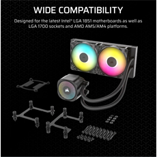 CORSAIR CPU hűtő NAUTILUS 240 RS ARGB Liquid CPU Cooler (vízhűtés), 2 Ventilátoros, LGA1851 támogatással, fekete