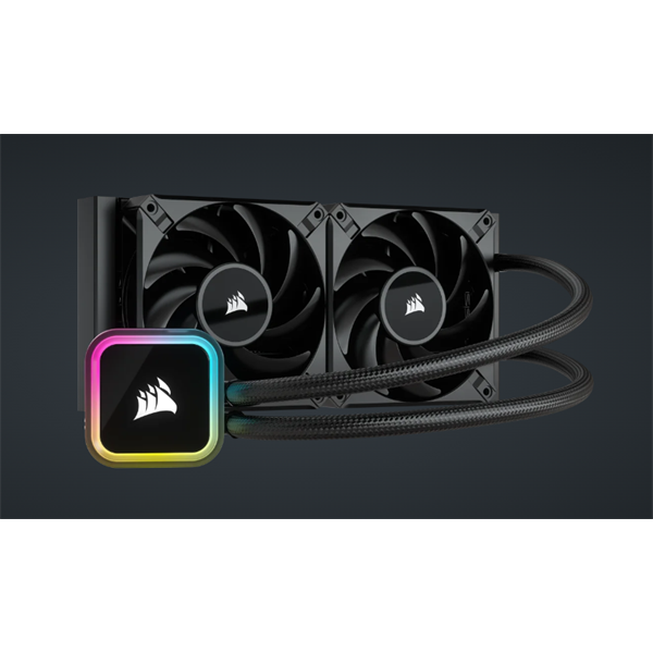 CORSAIR CPU hűtő iCUE H100i RGB ELITE (vízhűtés), 2 Ventilátoros, LGA1700 támogatással, fekete