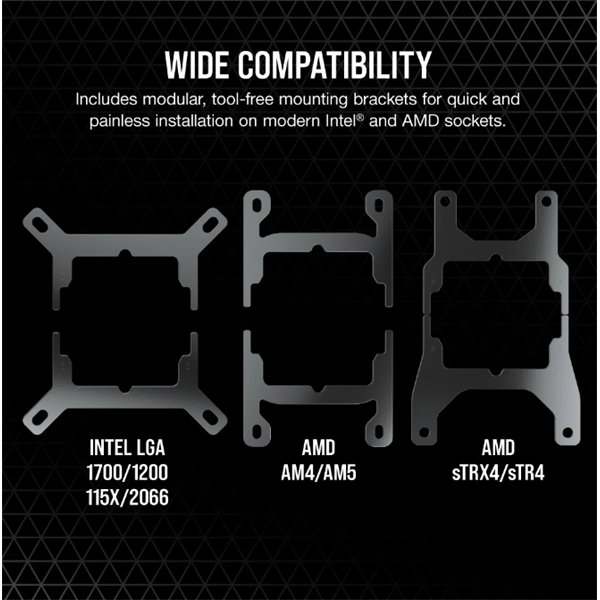 CORSAIR CPU hűtő iCUE H100i RGB ELITE (vízhűtés), 2 Ventilátoros, LGA1700 támogatással, fekete