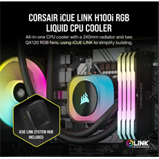 CORSAIR CPU hűtő iCUE LINK H100i RGB AIO (vízhűtés), 2 Ventilátorots, LGA1700 támogatással, fekete