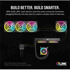 CORSAIR CPU hűtő iCUE LINK H100i RGB AIO (vízhűtés), 2 Ventilátorots, LGA1700 támogatással, fekete