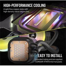 CORSAIR CPU hűtő iCUE LINK H100i RGB AIO (vízhűtés), 2 Ventilátorots, LGA1700 támogatással, fekete