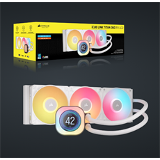 CORSAIR CPU hűtő iCUE LINK TITAN 360 RX LCD (vízhűtés), 3 Ventilátorots, LGA1700 és LGA1851 támogatással, fehér