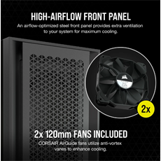 CORSAIR Ház 5000D AIRFLOW, Tápegység nélkül, Edzett Üveg, fekete