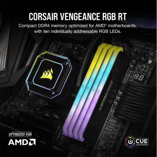 CORSAIR Memória VENGEANCE RGB DDR4 32GB 3600MHz C16 RT (Kit of 2), fekete