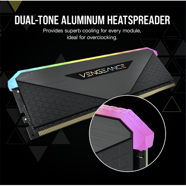 CORSAIR Memória VENGEANCE RGB DDR4 32GB 3600MHz C16 RT (Kit of 2), fekete
