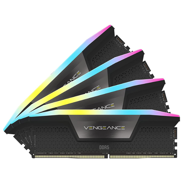 CORSAIR Memória VENGEANCE RGB DDR5 96GB 6400MHz CL32 INTEL (Kit of 4), fekete