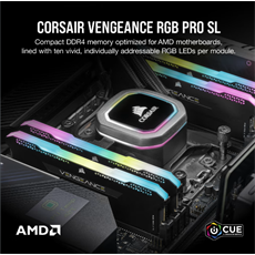 CORSAIR Memória VENGEANCE RGB PRO DDR4 32GB 3600MHz C18 SL (Kit of 2), SPD 2666MHz, fekete