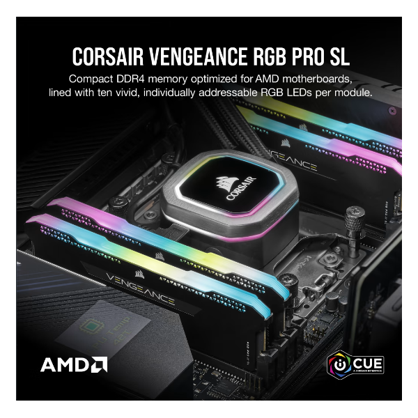 CORSAIR Memória VENGEANCE RGB PRO DDR4 32GB 3600MHz C18 SL (Kit of 2), SPD 2666MHz, fekete