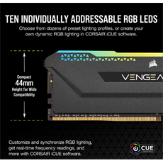 CORSAIR Memória VENGEANCE RGB PRO DDR4 32GB 3600MHz C18 SL (Kit of 2), SPD 2666MHz, fekete