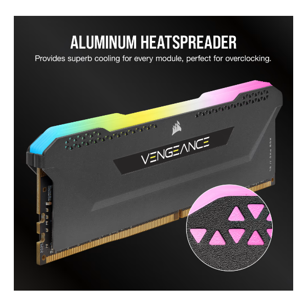 CORSAIR Memória VENGEANCE RGB PRO DDR4 32GB 3600MHz C18 SL (Kit of 2), SPD 2666MHz, fekete