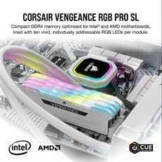 CORSAIR Memória VENGEANCE RGB PRO DDR4 32GB 3600MHz C18 SL (Kit of 2), fehér