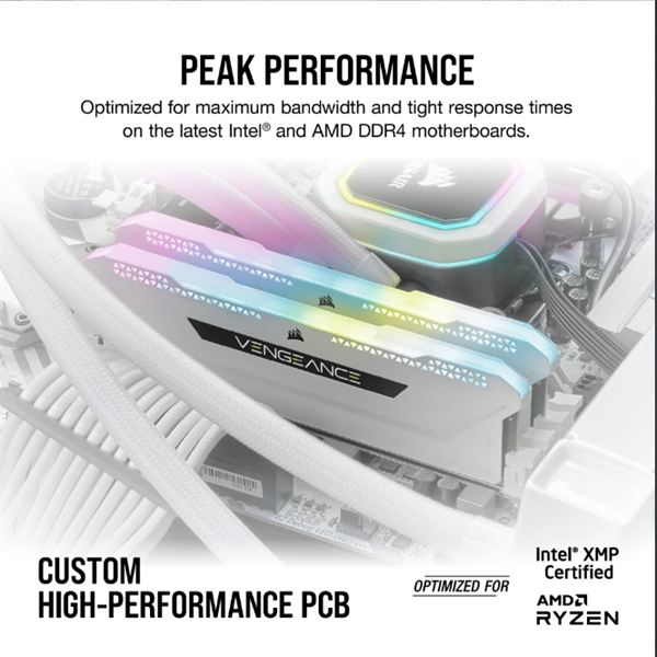 CORSAIR Memória VENGEANCE RGB PRO DDR4 32GB 3600MHz C18 SL (Kit of 2), fehér