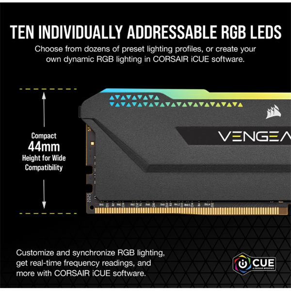 CORSAIR Memória VENGEANCE RGB PRO DDR4 32GB 3600MHz C18 SL (Kit of 2), fekete