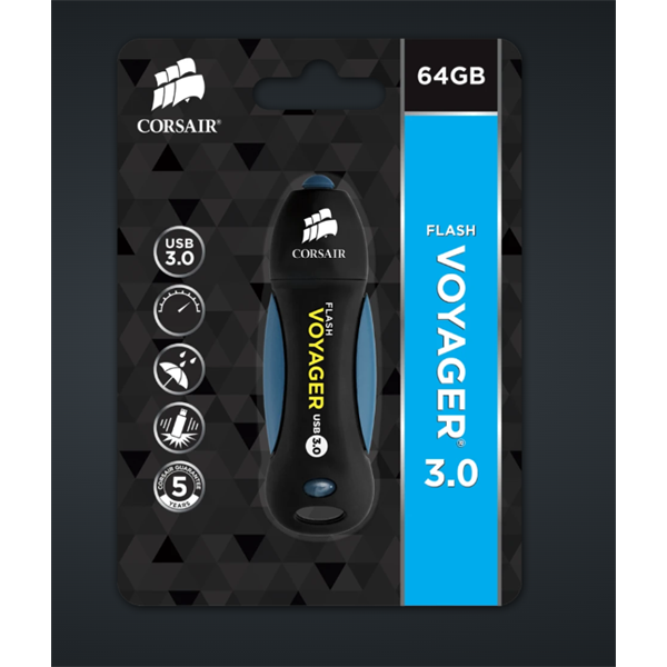CORSAIR Pendrive 64GB, Voyager, USB3.2, fekete